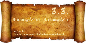 Besenyődi Balambér névjegykártya